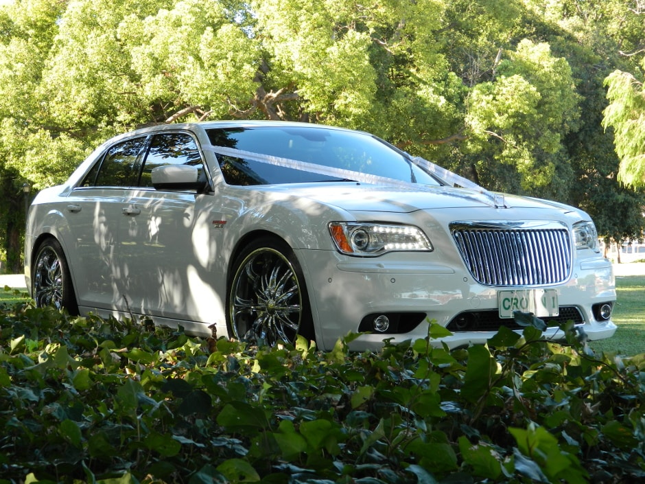 White Chrysler Limo in Nature Setting