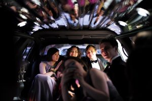 Prom Group in Limousine Photobomb