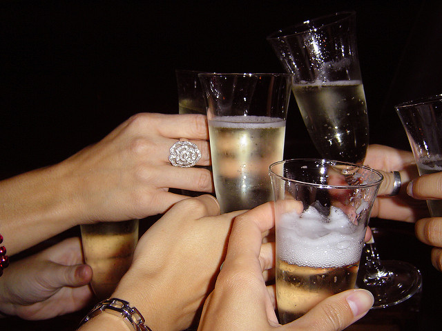 Drinking in the limo hen party