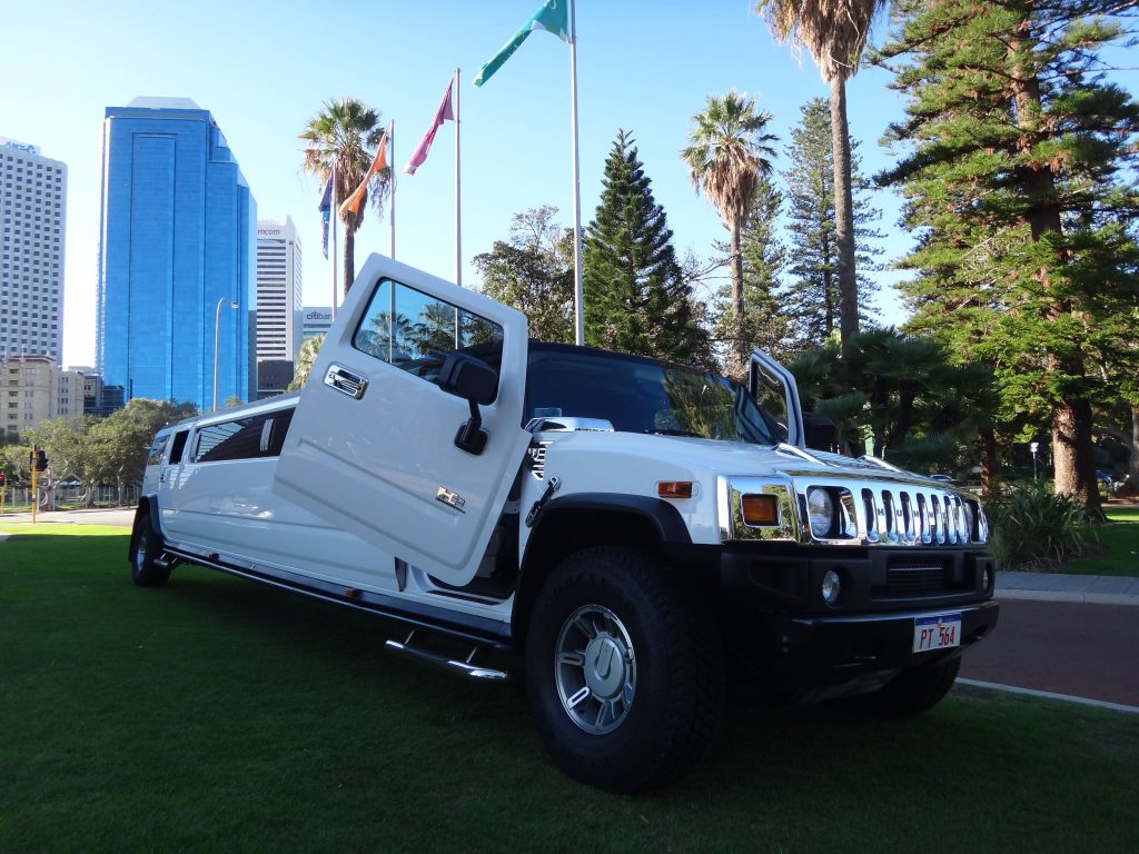 Stylish white hummer limo