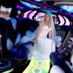 Hummer interior wedding shot